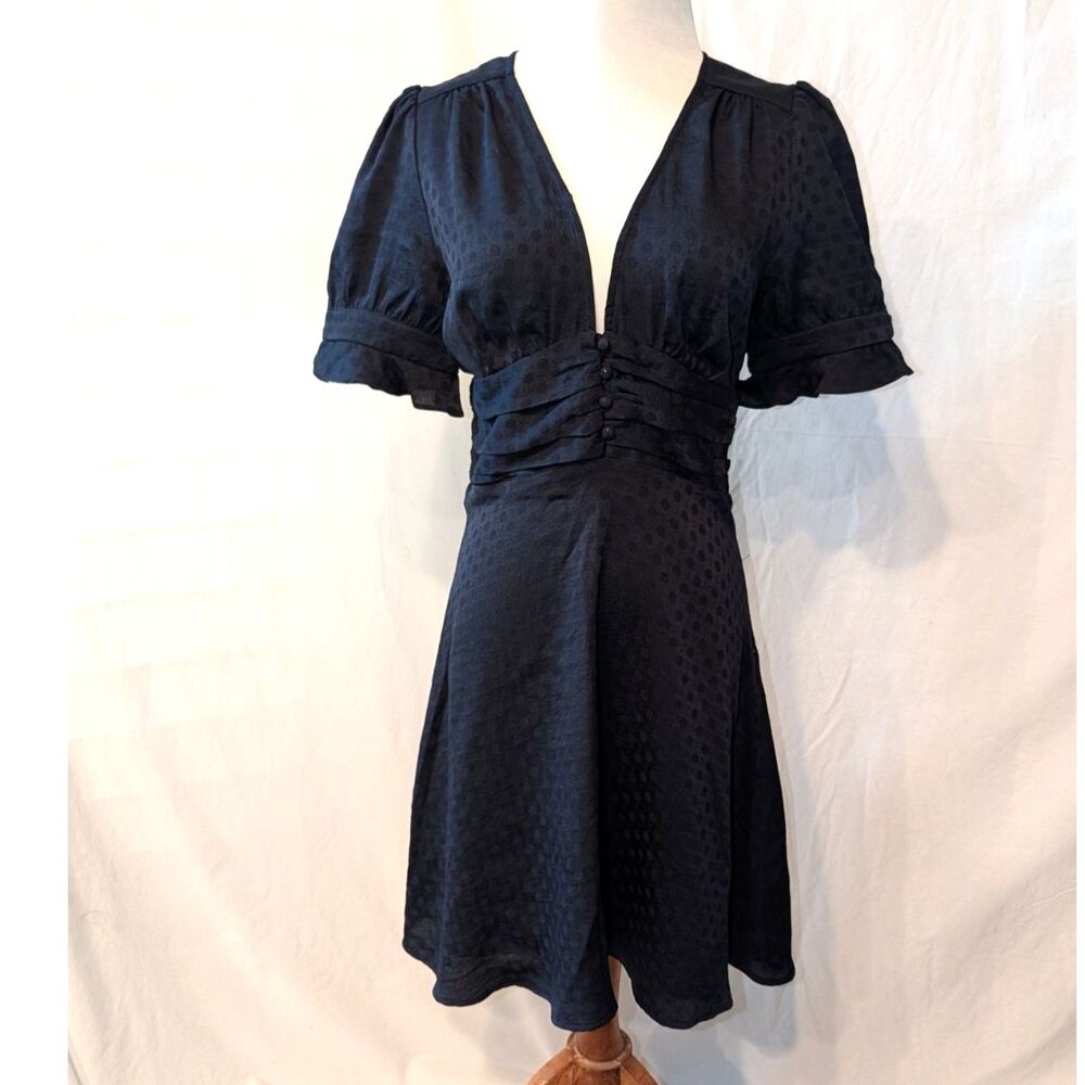 Anthropologie Current Air Navy Blue Polka Dot Mini Dress, size S